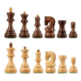 Bobby Fischer Zagreb Acacia & Boxwood Chess Set with 3.75 in. King – Premium Weighted Wooden Chess Pieces Only, Classic European Staunton Chess Set, Luxury Chess Set & Tournament Chess Set for Adults