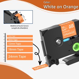 2 Pack Esaytool Replacement for P-Touch TZe-635 TZe635 TZ635 12mm 0.47" White on Orange Laminated Label Tape 1/2" Compatible with ptouch PT-D210 D220 H110 H100 P710BT D220 D410 D600 Label Marker