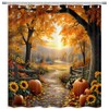Fall Shower Curtains for Bathroom, Pathway in The Woods Autumn
