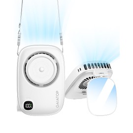 Gaiatop Mini Neck Fan, Rechargeable Handheld Desk Use, LED Power Display 3 Speed 360°Rotate Mirror for Lash Makeup, Cute Camera Design Small Portable USB Fans Personal Cooling Travel Essentials