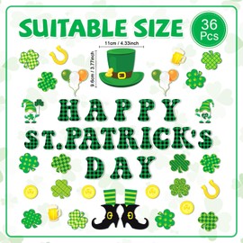 Wiooffen 36Pcs St. Patrick's Day Magnets St. Patricks Day Refrigerator Magnetic Decoration Gnome Magnetic Stickers Irish Clover Magnets Party Supplies for Garage Door Car Mailbox Home Kitchen Cabinets