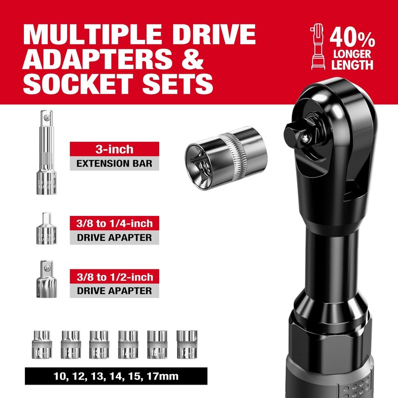 Alloyman 3/8" Cordless Ratchet Wrench Set, 60FT-LBS(80N.m) Electric Ratchet, 12V