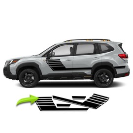 BENINI DESIGN STUDIO - Side Door Hockey Stick Racing Stripe Decal Vinyl Graphics Kit Set Compatible with Subaru Forester 2017-2024 Wilderness Base and All Trim Levels (Matte Black) (White)