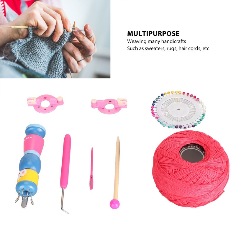 Wooden Knitter Spool Educational Doll Shape Portable Knitting Tool Kit