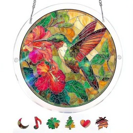 Acrylic Puzzles Sun Catcher Window Hanging, 83 Pieces Green Hummingbird Sun Catcher for Women Men Mom Birthday Gift Home Decor, DIY Suns Catchers Kits for Adults, 7.87''