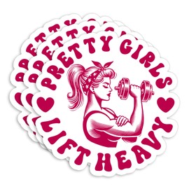 (3Pcs) Pretty Girls Lift Heavy Sticker 2" Funny Women Workout Fitness Strong Gym Powerlift Exercise Die-Cut Waterproof Vinyl Stickers for Laptop Water Bottle Hard Hat Decal Birthday Gifts 2 Inches