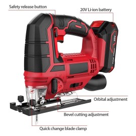 Unbranded 20V Electric Cordless Jigsaw Kit Variable Speed Quick 10PCS Blades Tool Bag