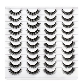 Pooplunch False Eyelashes 20 Pairs Wispy Cat Eye Lash Natural Extension Volume 12-15MM Faux Mink Fake Eyelash Strip Lashes Wholesale Bulk Pack