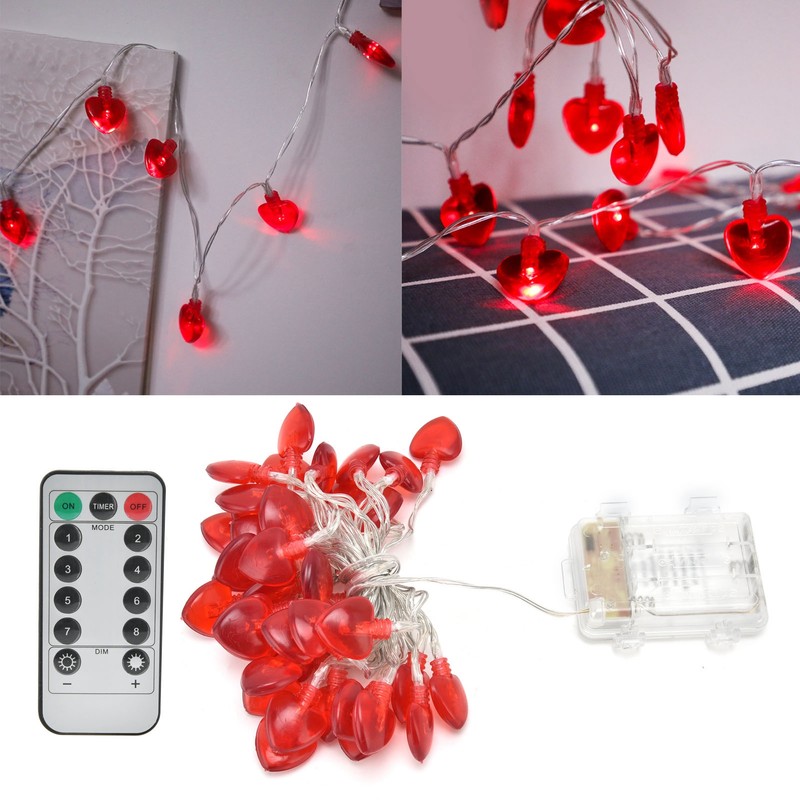 Heart Shape 20LED String Lights 2M Copper Wire Light for