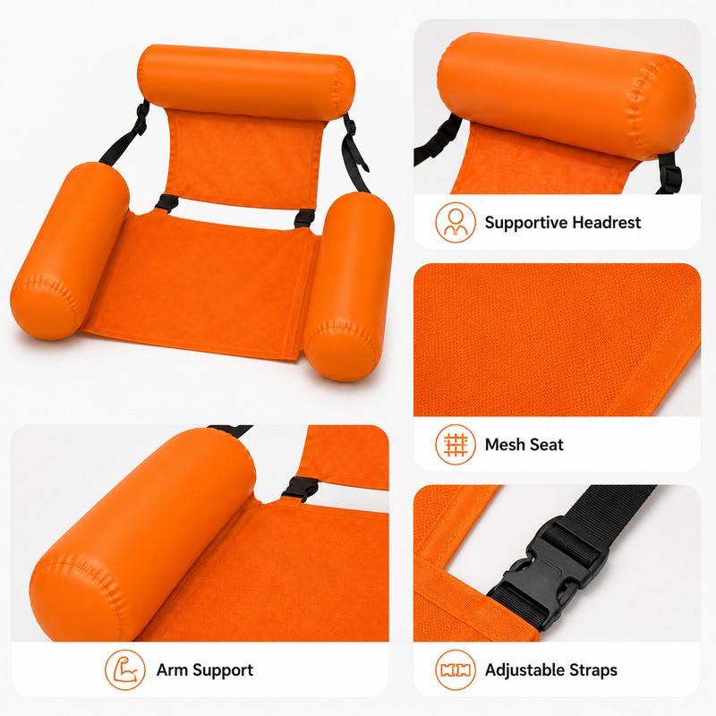Inflatable Pool Lounger for Adults – Foldable Floating Chair with