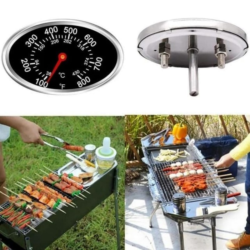 Grill Temperature Gauge, Heat Indicator Thermometer, BBQ Lid Replacement Part