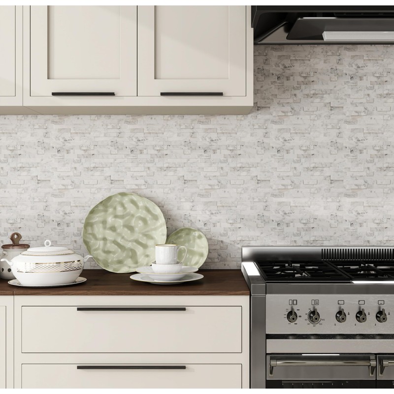 SODI MOSAIC Grout-Free Natural Stone Peel and Stick Backsplash -
