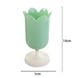 Pokinge 1Pcs Tulip Pen Stand Holder Plastic Pencil Stand Creative Desktop Decoration Green Tulip Stationery Storage Makeup Brush Organizer Gifts