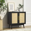 JOZZBY Rattan Sideboard Buffet Cabinet, Black Cabinet with Rattan Doors