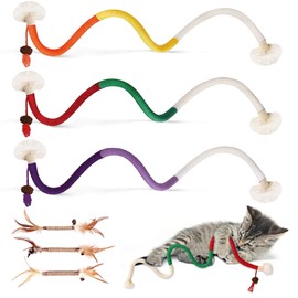 PetPrana Cat Toys Set – 3 Cat Dental Rope Toys + Bonus 3 Silvervine (Gall Fruit) Chew Sticks – Safe Organic Cotton Interactive Cat Chew Toys for Teeth Cleaning, Quiet Play & Healthy Chewing