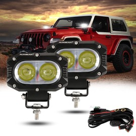Auxbeam 4in 60W LED Pod for Truck, Super Bright Offroad Driving Light Spot Beam 2Pcs Cube Light Bar Motorcycle Driving Light for ATV UTV SUV Boat Jeep