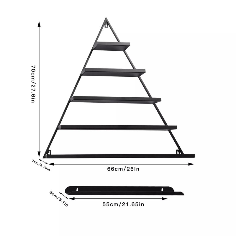 PIAOCAIYIN 5 Tiers Metal Triangle Nail Polish Display Racks Wall-Mounted