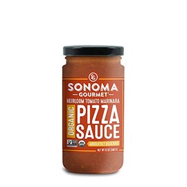 Heirloom Tomato Pizza Sauce Sauce by Sonoma Gourmet | Made With Fresh Organic Tomatoes & Sweet Basil | Vegan & Gluten Free | No Sugar Added | 12 oz Jars (6 Pack)