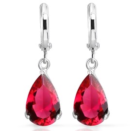 Crystalline Azuria Teardrops Dangle Earrings with Pink Zirconia Crystals 18K White Gold Plated for Women