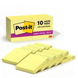 Post-it Notas sper adhesivas, 10 blocs de notas adhesivas, 1.875 x 1.875 pulgadas, ideal para organizacin en tu dormitorio, hogar u oficina, amarillo 