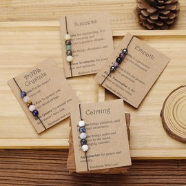 Pingyongchang Crystal Stones Bracelets Spiritual 7 Chakra Bracelets for Women Men Amethyst Protection Anxiety Bracelets Empath Malachite Aquamarine Citrine Bracelet Get Well Soon Gifts-Empath