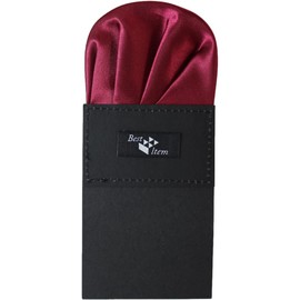 [Best Item] Pocket Square with One Touch Holder, 1 Piece, 2-piece Set, 3-piece Set, Men's, Parties, Weddings, Satin, CH_02, 12_Wine red