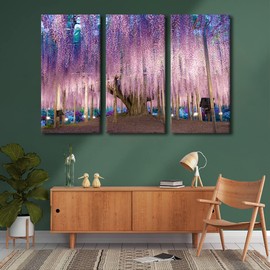 TUMOVO Flowers Pictures for Living Room Wisteria Trellis Wall Art Prints on Canvas Views of Japan Painting Modern Artwork Tree Wall Decor for Bedroom Office Bathroom Decor Ready to Hang, 42" Wx28 H