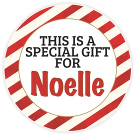 This is a Gift for Noelle - 100 Pack Circle Stickers 3 Inch - Candy Cane Merry Christmas Gift Tag Present Tree Holiday Custom Name Santa Claus