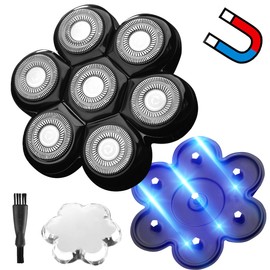 Universal Magnetic 7 Blades for Freebird Freedom Head Shaver and Many Brands, Shaver Replacement Heads for Head Shaver Universal replacement heads (7 Black)