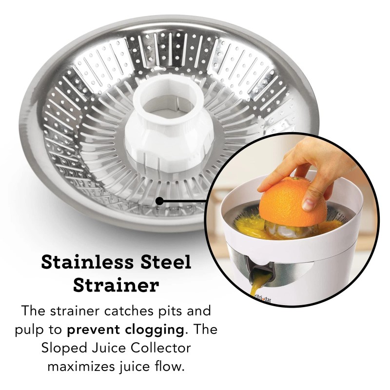 Tribest Stainless Steel Citrus Juicer with Strainer and Spout Electric