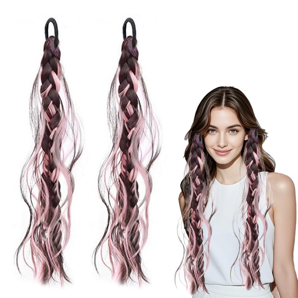 2 Pieces Ponytail Extension Braid Extension Real Hair Braid Extensions