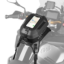 Rhinowalk Motorcycle Tank Bag Waterproof TPU Motorcycle Backpack Compatible Phone Under 6.6" Fits Honda Yamaha Suzuki Kawasaki Harley-Black