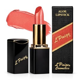 L'Paige L49 - Lápiz labial diseñador de néctar de durazno | Basado en aloe vera, de larga duración, hidratante | Tono coral-melocotón cálido con acaba