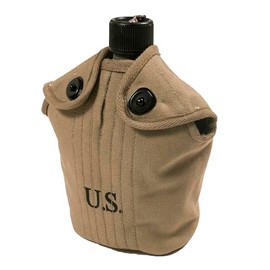 US WW2 M1910 Canteen Cover Khaki/WWII American Army Water Bottle Cover - 1940 Rear Seam (Khaki)