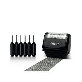 Veltec ID Protector Ink Roller - Identity Theft Protection Roller Stamp Set (Black, Stamp+6 Refills)