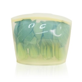 Reusable Silicone Food Storage Bags 10.6Cup (84oz), Airtight Food Storage Containers Food Grade Silicone Snack Bags, BPA Free Food Storage Container, Microwave Safe, Sous Vide Container, Yellow