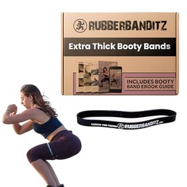 (30-50 Lbs (14-23 kg) - Heavy (Black)) - RubberBanditz Extra Thick Booty Bands - For Glutes and Legs Workouts - Includes eGuide For Women - Mini Loop 