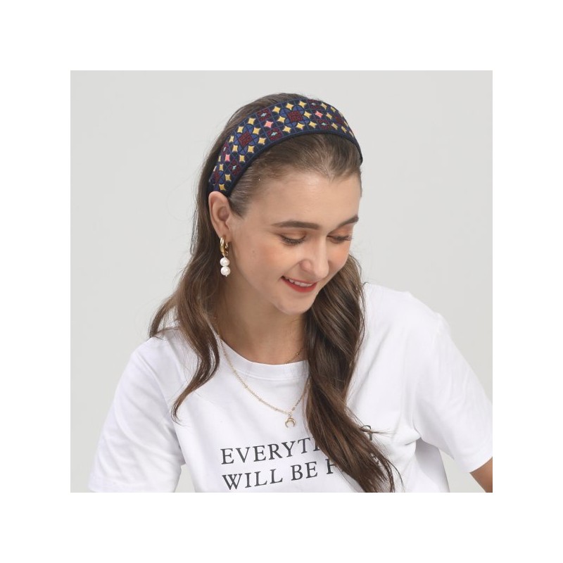 Lala 라라 에스닉 격자 헤어밴드 P-BLACKBLUE(LALAH339) Lala Ethnic Grid Hair