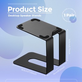 MorningRo 1 Pair Desktop Speaker Stands, Professional Studio Monitor Stands Support 28lbs Black Bookshelf Speaker Stand Metal Speaker Stands for Small Medium Bookshelf Computer Speakers