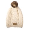 Aran Traditions Warm Winter Cable Knit Faux Fur Bobble Beanie