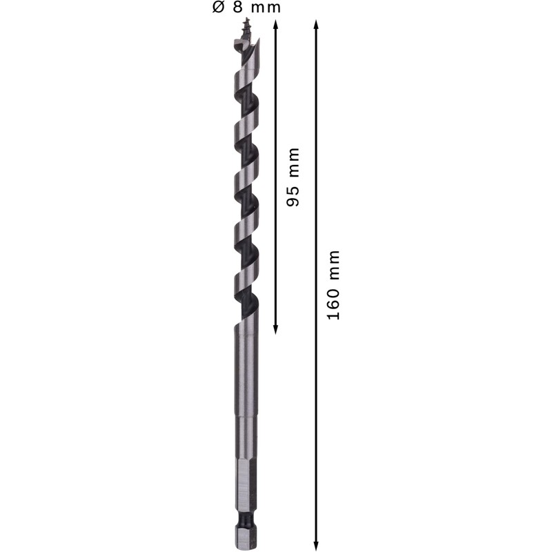 Bosch 2608585696 Wood Auger Drill Bit, Black/Silver, 8 x 100