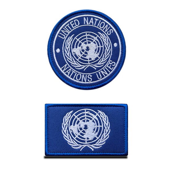 Pack of 2 United Nations Flag Velcro Patch - Tactical UN National Emblem, Embroidered Patch with Velcro Fastening, Military Velcro Straps for Backpacks Clothing Bags Uniform Vest Jersey
