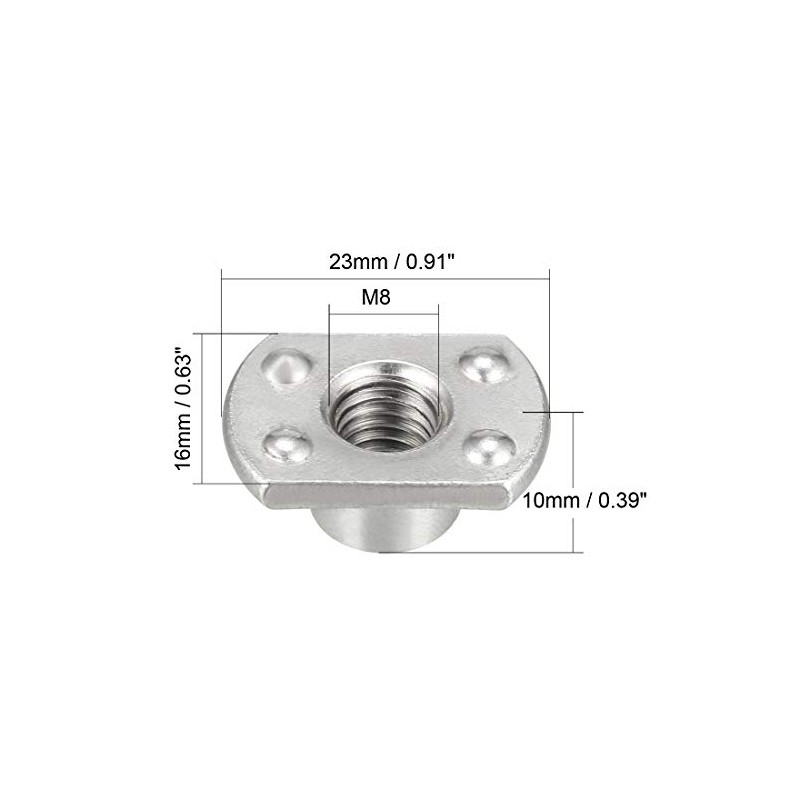sourcing map 25pcs Weld Nuts M8 Tab Base UNC Carbon