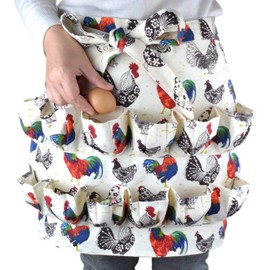Eggs Collecting Gathering Holding Apron, 12 Deep Pockets Chicken Hens Duck Goose Eggs Holder Apron for Housewife Farmhouse Kitchen Home Workwear, Adult Unisex