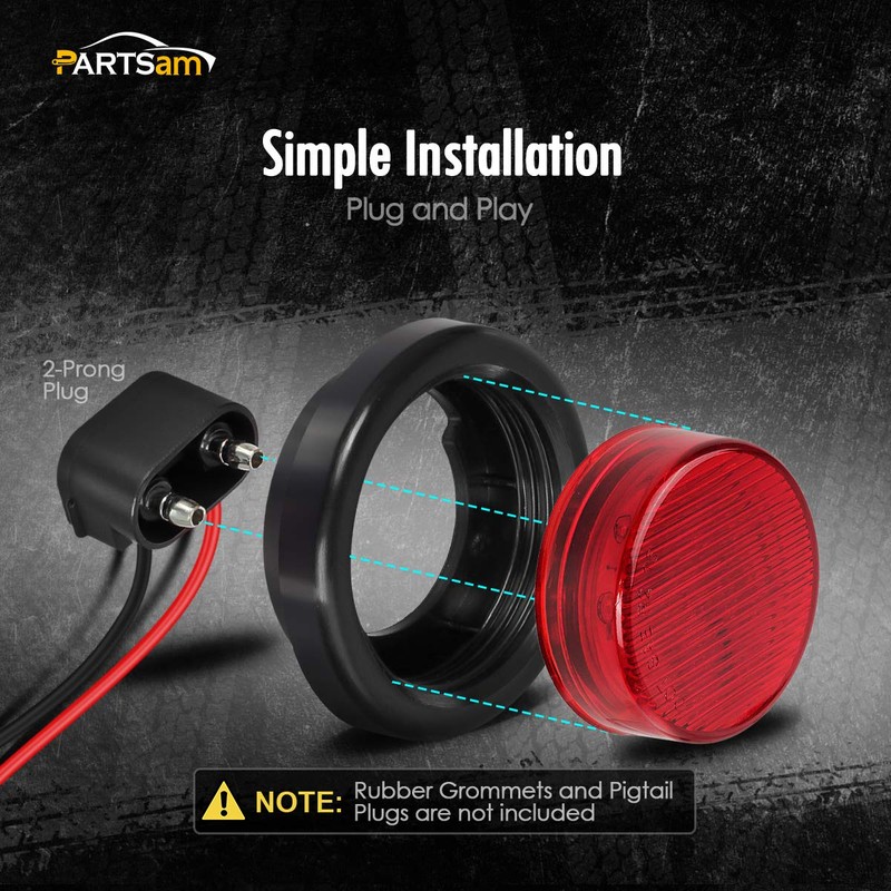 Partsam 10x 2.5 Round Red 13 LED Side Marker Clearance