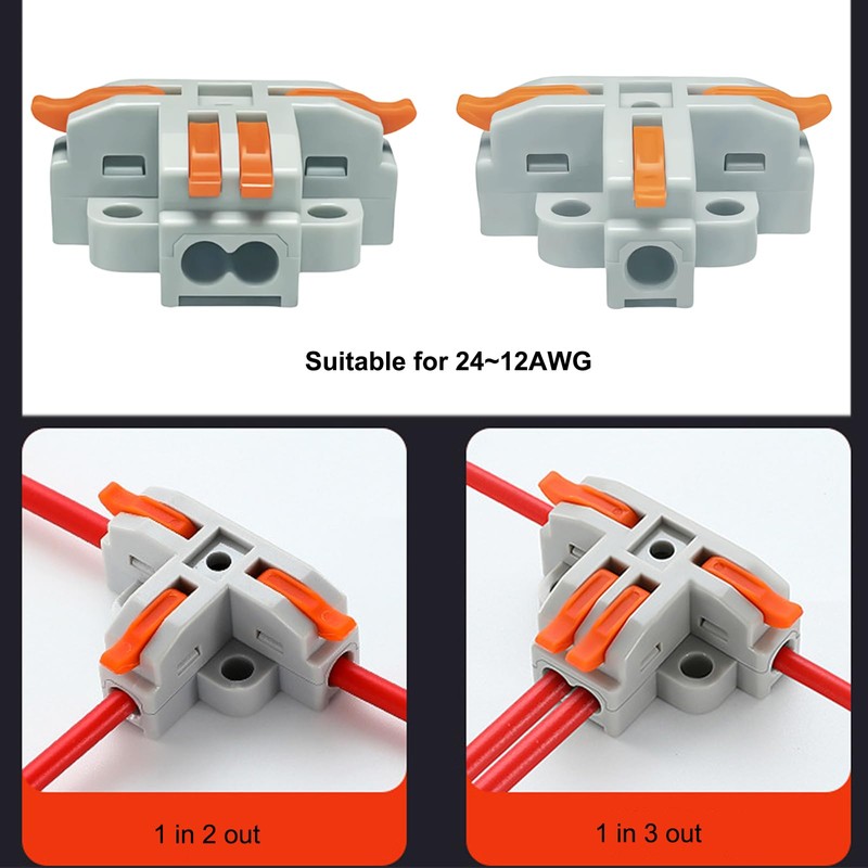 30PCS T-Tap Lever 3 Way Wire Connectors Kit, Lever &