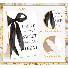 Black Bow Theme Babies Are Sweet Please Take a Treat Sign, Gender Reveal Table Decor, Dessert Table Wooden Sign, Black Bow Themed Baby Shower Decor, Baby Shower Newborn Announcement Party Supplies
