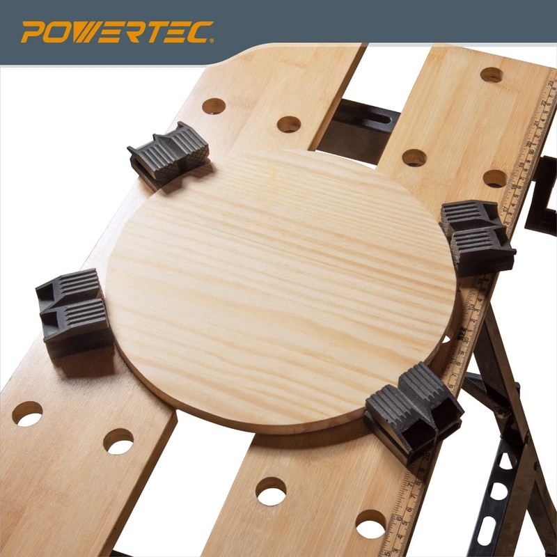 POWERTEC Portable Small Workbench with Vise, Imprinted Ruler and Protractor