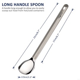 TITECOUGO Titanium Spoon, Camping Long Spoon Titanium Reusable Multitool Lightweight Camp Outdoors Hiking Travel Convenient Picnic Spoon for Men Women Annvchi Portable Flatware 1 Pack