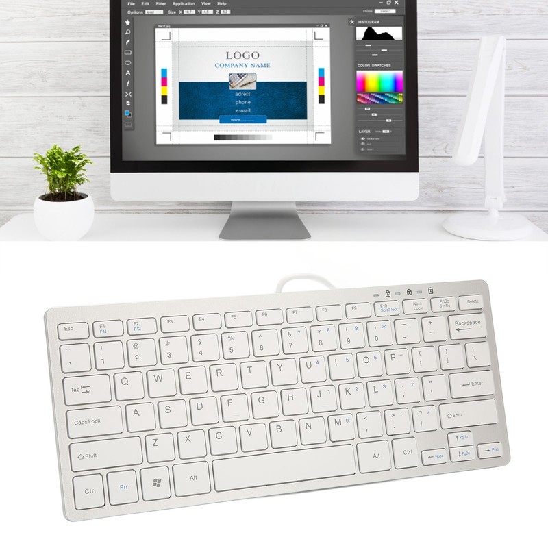 Mini Keyboard Mini Ultra Thin 78 Keys USB Wired Keyboard